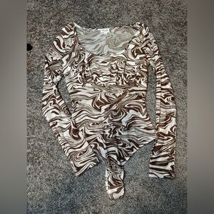Le Lis Brown and White Swirl Bodysuit